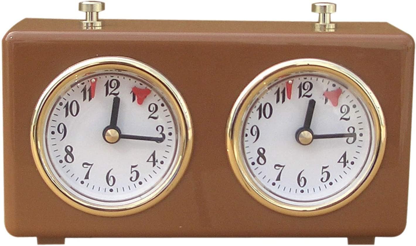 Chess Clock Timer, Mechanical Count Down Timer Chess Clock, Professional Analogue Competition Clockwork for Tournament Board Game Brown