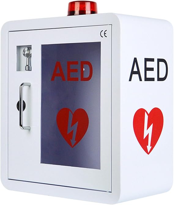 DAZULI AED Defibrillator Wall Mount Storage Cabinet, First Aid AED Defibrillator Storage Cabinet with Key & Snap Lock, fits All Brands Cardiac Science for Public Places, 36 x 20 x 40 CM