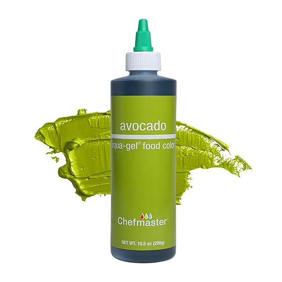 Chefmaster Avocado Liqua-Gel Food Coloring | Vibrant Color | Professional-Grade Dye for Icing, Frosting, Fondant | Baking & Decorating | Fade-Resistant | Easy-to-Use | Made in USA | 10.5 oz