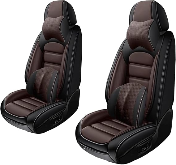 2 Seat Covers for BMW X7 2019-2024 Leather Car Seat Covers Waterproof Anti-Slip Soft Car Seat Protectors Premium Auto Seat Covers with Airbag(Luxury,Black+Coffee)
