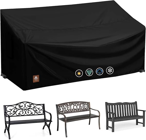 2 Seater Outdoor Bench Covers Waterproof,48W x 29D x 35H Inch,All Weather and Tearproof Polyester Fabric,Fit for 2-Person Seating Wooden Metal Cast Iron Patio Garden Furniture Loveseat Chair Sofa