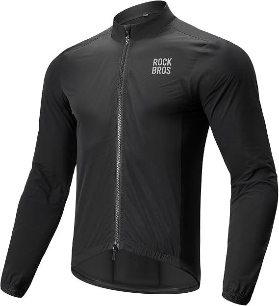 ROCKBROS Cycling Jackets for Men Breathable and Cooling Lightweight Long Sleeve Cycling Jersey Running Windbreaker