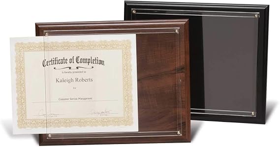 Certificate Plaque (for 8.5 x 11 certificates) Marbled Black Finish | Executive-Style Certificate Plaque Feels Like Real Wood - Slide in Certificate