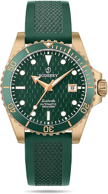 BODERRY Original Japanese Automatic Dive Watches for Men,Bronze Case with Sapphire Crystal -100M Waterproof Mens Mechanical Wrist Watches with Rotating Bezel & Screw Down Crown...