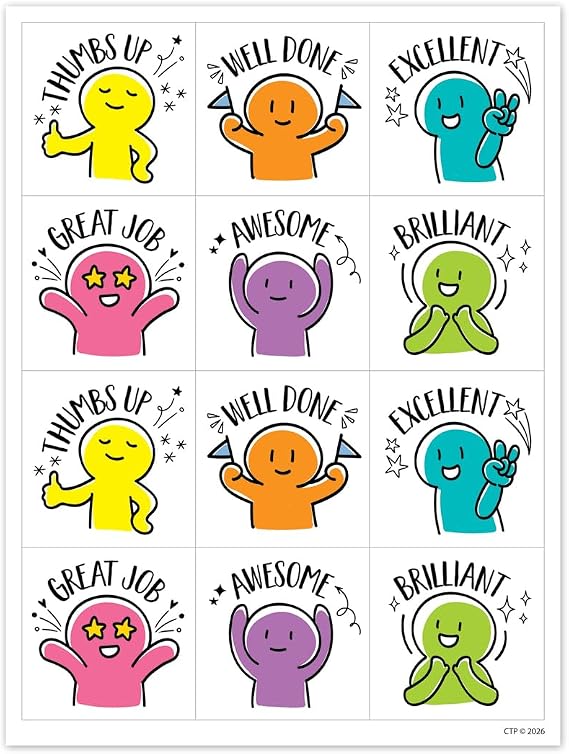 CTP Core Decor Reward Buddies Stickers, Student Incentive 60 Stickers per Package (Creative Teaching Press 11155)