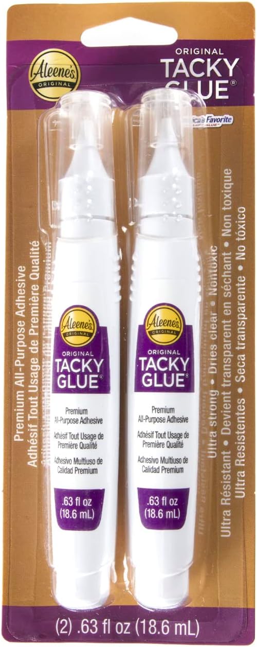 Aleene's Original Tacky Glue Pen, Precision Tip Application, All Purpose Adhesive, Perfect for Crafts and DIY Projects, Dries Fast and Clear, .63 fl oz 2-Pack