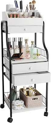 HapiRm Floor Makeup Organizer Storage - Vanity Skincare Make Up Organizers and Storage with Drawers, Cosmetics Display Cases Holder for Skin Care Nail Polish Perfume Makeup Brush