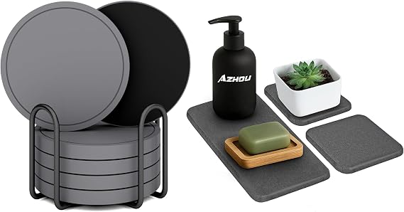 Absorbent Coaster Set and Absorbent Tray Set