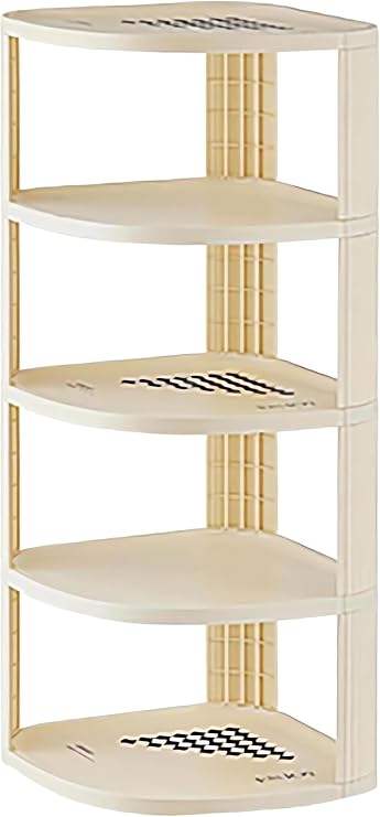 Vertical Shoe Rack Organizer, Large Capacity Shelves, Space Saving Shoe Tower for Closet Bedroom Corner, Freestanding Shoe Rack for Entryway, Open Storage Racks(Beige)