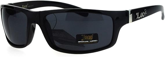 Locs All Black Rectangular Cholo Gangster Mad Dog Plastic Sunglasses