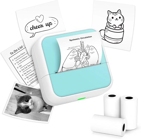 Anycash Sticker Printer - Printpods Mini Printer with Stickers, Bluetooth Inkless Printers, Sticker Maker, Portable Thermal Print Pod for iPhone, Impresora Portatil for Notes, Journal, DIY, Kids Gift