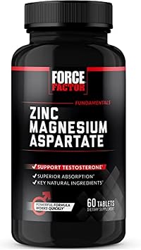 Force Factor Zinc Magnesium Aspartate, Zinc Magnesium Supplement to Improve Muscle Recovery & Performance, Promote Better Sleep & Relaxation, Boost Immune Health, 60 Tablets