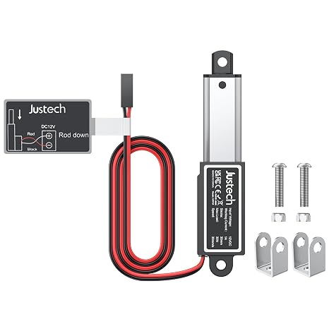Justech 12V Mini Linear Actuator, 6.7LBS/30N-1.2 inch/30mm Micro Linear Actuator 12V with IP54 Waterproof, Limit Switch, Mounting Brackets for Home Automation, Solar Tracker, Industrial Motion Control