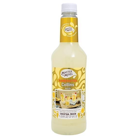 Master of Mixes Collins Drink Mix, Ready to Use, 1 Liter Bottle (33.8 Fl Oz), Individually Boxed