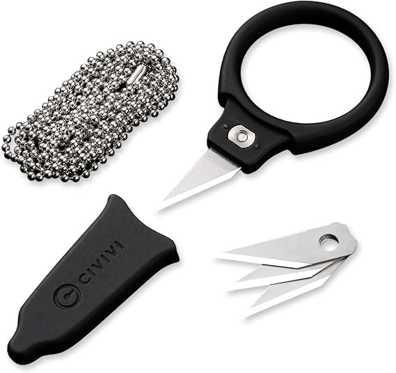 CIVIVI Box Cutter, Mini Neck Knife for Men Women EDC, Quick Snip Knife with 3Pcs Extra Blades, 1Pc Bead Chain C22022A-1