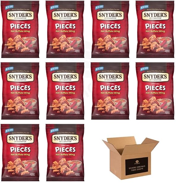 Snyder’s of Hanover Honey Mustard & Onion – Crunchy Oven Baked Pretzel Snack with Sweet & Tangy Mustard | Snacks for Sharing, Parties, Movie Nights (Case of 10, Pretzel Pieces Hot Buffalo Wing)