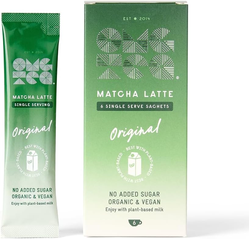 OMGTEA Organic Instant Matcha Latte Sticks – Japanese Green Tea Latte Sachets, Enjoy with Plant Based Milk, No Added Sugar, Vegan, 6 Single Serve Sachets - Original