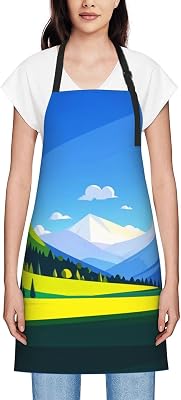 Vibrant Vistas Print Waterproof Apron for Kitchen, BBQ,and Gardening,Unisex, Stain-Resistant, Adjustable Neck & Waist Straps Aprons,Heavy Duty