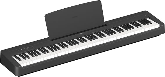Yamaha 88-Key Digital Piano with Weighted Keys, Compact Design, Bluetooth, Keyboard, Music Rest, Sustain Foot Switch, and Built-in Speakers for Home Practice or Travel P145BT