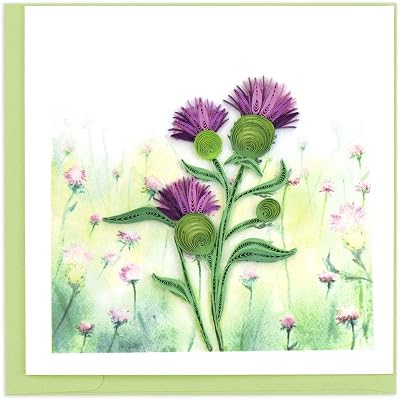 Boston International Quilled Thistle Greeting Card - 6x6 inches - Modern Floral Style - Unisex-Adults - Any Occasion