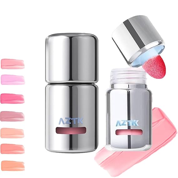 Aztk Liquid Blush, Aztk Jelly Color Liquid Blushes, Blush for Cheeks, Blushes Lotion with Sponge Head, High-Pigment, Long-Lasting, Waterproof, Matte Finish, 5ml (JC01)