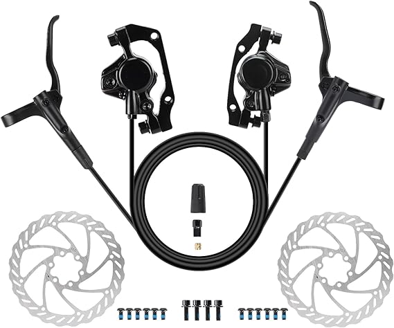Hydraulic Disc Brake Set for Mountain Bike, Front and Rear Brakes, 160mm Rotor, 800mm/1600mm Cable Length