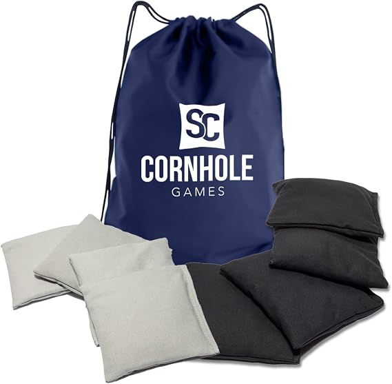 Weather Resistant Cornhole Bags (Set of 8) with Heavy Duty Tote - Professional Regulation 16oz Size & Weight