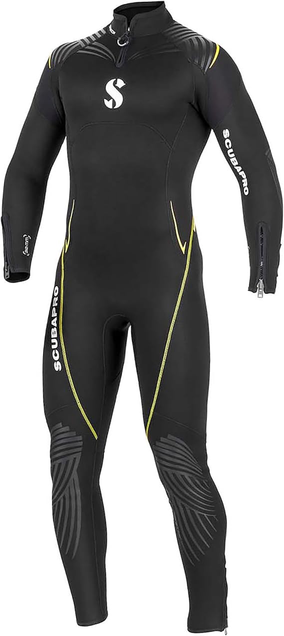 SCUBAPRO Definition Steamer Scuba Diving Wetsuit, 3mm Men Back Zip Neoprene, M Short, Black/Yellow