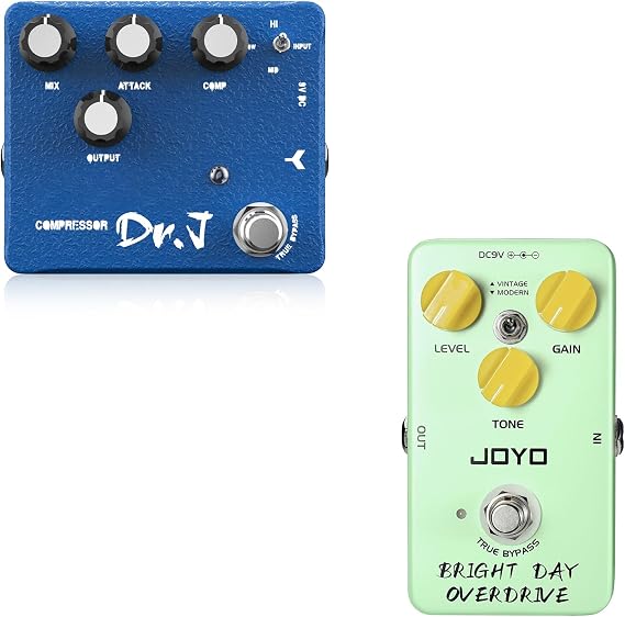 JOYO JF-25 Blues Overdrive Guitar Pedals True Bypass and D55 Compressor Pedal & Clean Boost with 3 Band EQ
