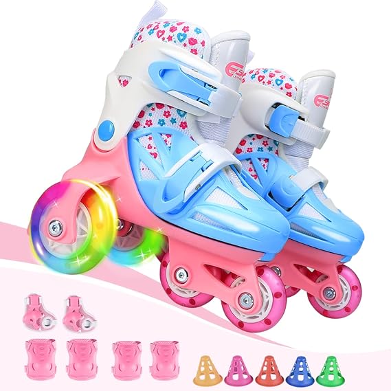 Kids Quad Roller Skate,Roller Skates for Girls Boys,3-Point Balance Roller Shoes for Beginners