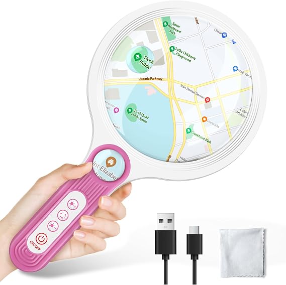 Rechargeable Large 5.2'' Handheld Magnifying Glasses with Light | 10X 20X 45X Magnification, 3 Lighted Modes, Non-Slip Handle, For Seniors, Reading, Close Work, Coins, Jewelry, Hobby, Prints