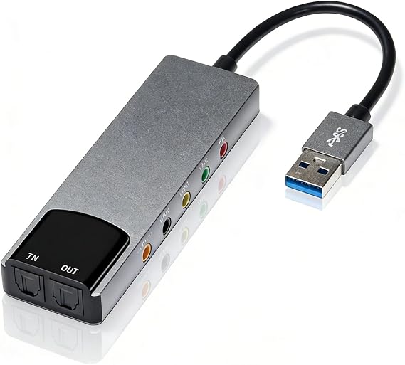 Gugxiom 7.1 USB Surround Sound Card, 5.1 External Sound Card with SPDIF Digital Audio, for Laptop PC