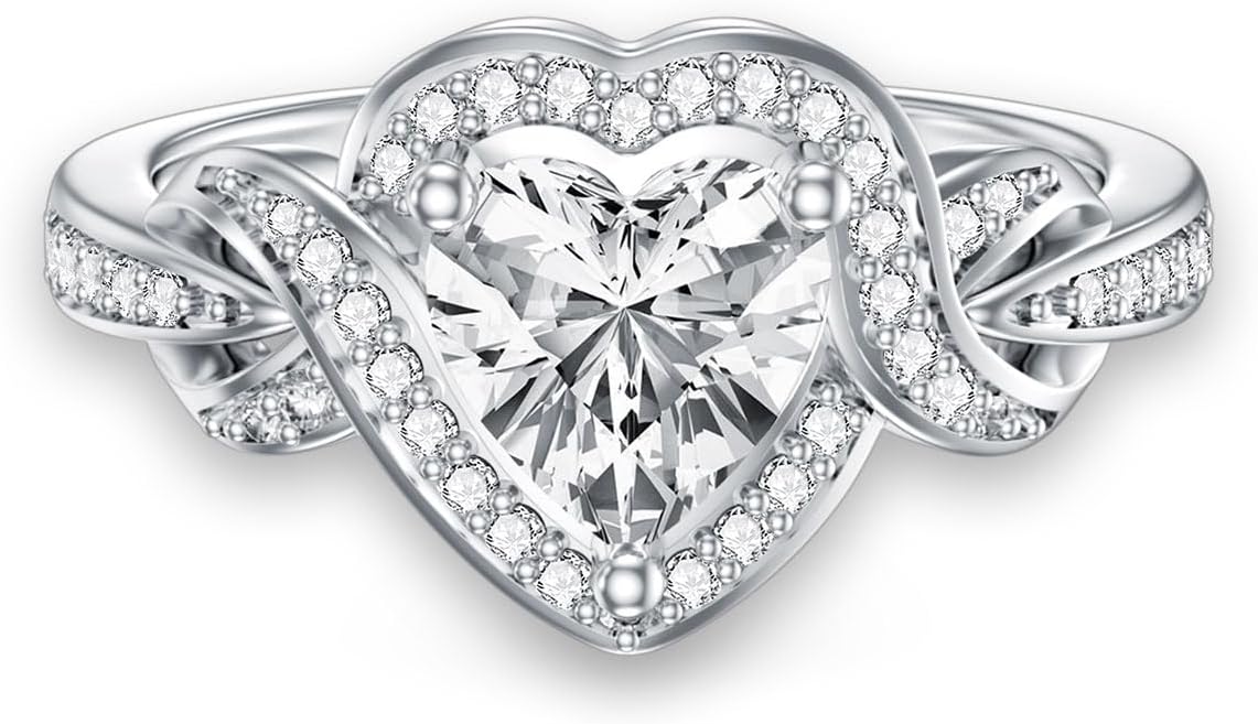 1.2 Carat(ctw) Heart Shaped Moissanite Ring D Color VVS Clarity 18K Gold Plated 925 Sterling Silver Infinity Heart Promise Rings