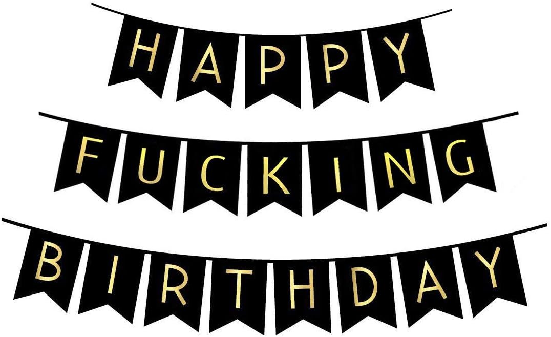Fecedy Black Happy Fucking Birthday Bunting Banner