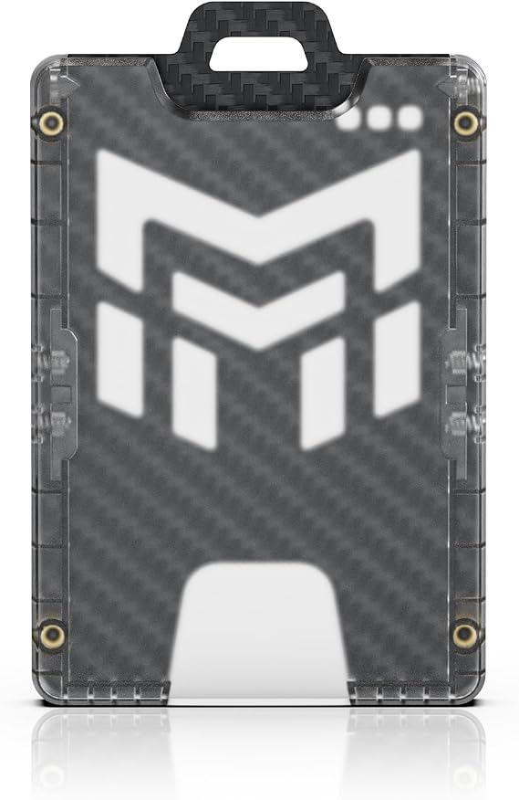 MNGARISTA Badge Holder Carbon Fiber: 0.91oz Lightweight ID Card Holder | Durable Multiple ID Case Holds 1-5 Cards for Office/Commute (1 pack)