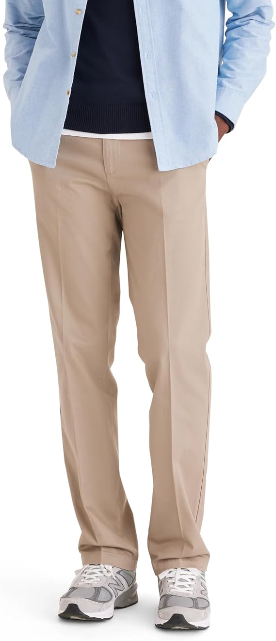 Dockers Mens Straight Fit Signature Lux Cotton Stretch Khaki Pant - Creased