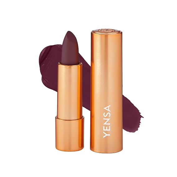 YENSA Vibrant Silk Hydrating Lip Stick - Long Lasting Lipstick with Hyaluronic Acid, Vitamin E & Super Oils - High Pigment Color & Semi Glossy Finish - Moisturizing Formula - Captivate (0.12 oz)