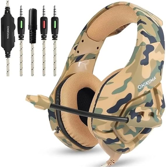 Gaming Professional Gaming Headset RGB 3.5mm, Camouflage Pattern Gamer Light Headset, K1B