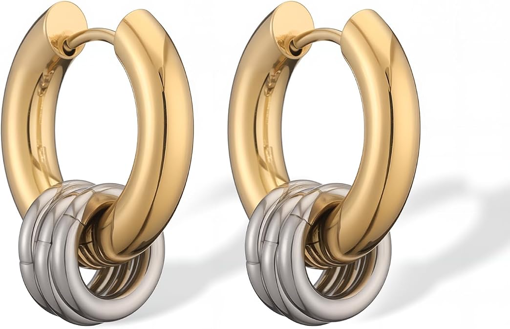 18K Gold Plated Stainless Steel Round Hoop Earrings For Women Non-Fading Jewelry