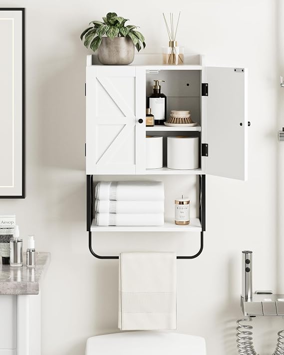 Bathroom Cabinet Wall Mounted, Wooden Medicine Cupboard with Adjustable Shelves, Space-Saving Wall Storage Unit for Bathroom, Kitchen and Living Room (68.5 x 39 x 18 cm,Countrye White)