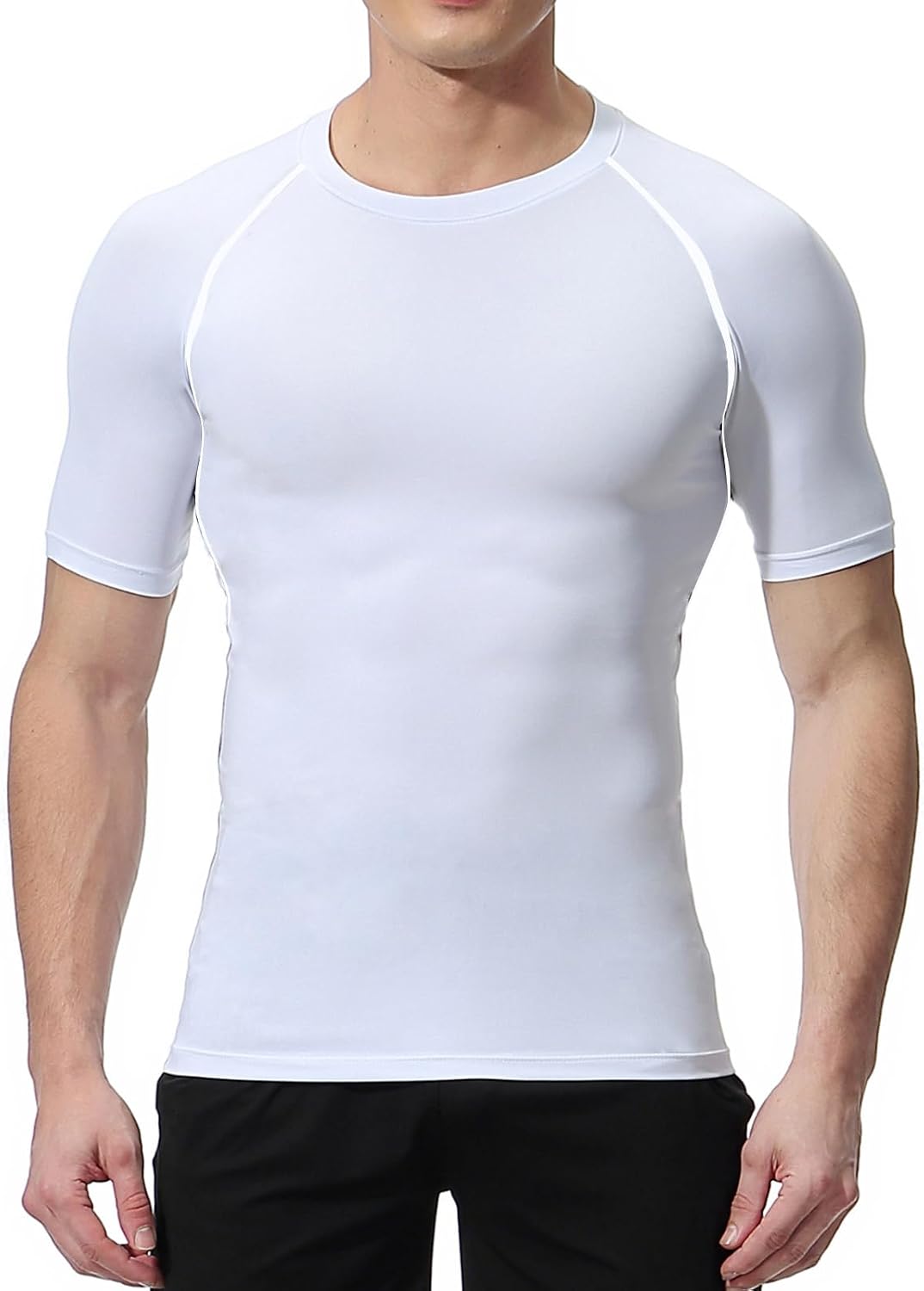 NuCamper Short Sleeve Compression Shirts Tops for Men, Short Sleeve Running T-Shirts Quick Dry Base Layer Top for Gym Sports Fitness Workout Cycling Training