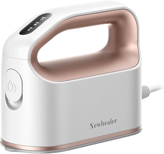 Newbealer Smart Steam Iron for Clothes, Mini Heat Press, 1200W Professional-Grade Turbocharged 3 Steam & 3 Dry Heat Modes, 45s Heat-Up, Auto-Off, Nonstick Soleplate for Home/RV/Hotel (Gold)