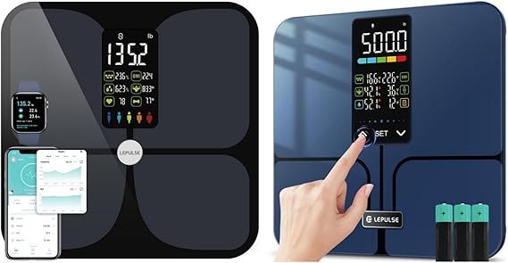 Scale for Body Weight and Fat, Lepulse Large Display Body Fat Scale, High Accurate Weight Scale Digital Bathroom Scale for BMI