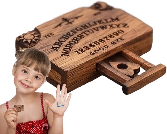 Mini Ouija Board Set - Planchettes Tiny Wooden Spirit Board | Occult Collectible for Altars, Supplies, Gothic Present Ideas & Spooky Home Accessories, Lightweight & Pocket-Sized Kit