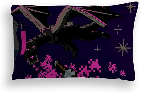 Jay Franco Halloween Trick or Treat Candy Bag Reversible Pillowcase with Handles, Standard 20 x 30 Inch Pillow Cover, Black - Minecraft