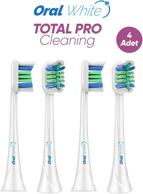 Sonic Total Pro Cleaning Yedek Diş Fırçası Başlığı, 4'lü Paket | Sonic Total Pro Cleaning, Hassas Temizlik, Philips Sonicare Uyumlu (One serisi ile uyumlu değildir.)