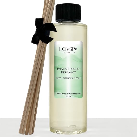 English Pear & Bergamot Diffuser Oil - Luxury Essential Oils for Diffuser Refill & Air Freshener Room Spray - Long-Lasting & Natural Home Fragrance, Scented Oil for Diffusers, USA Made, 4oz