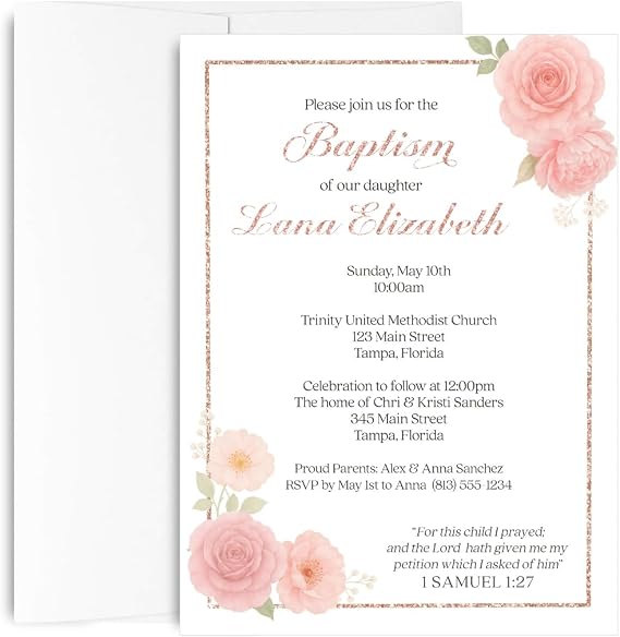 Baptism Invitations, First Communion Invite | Set of 12