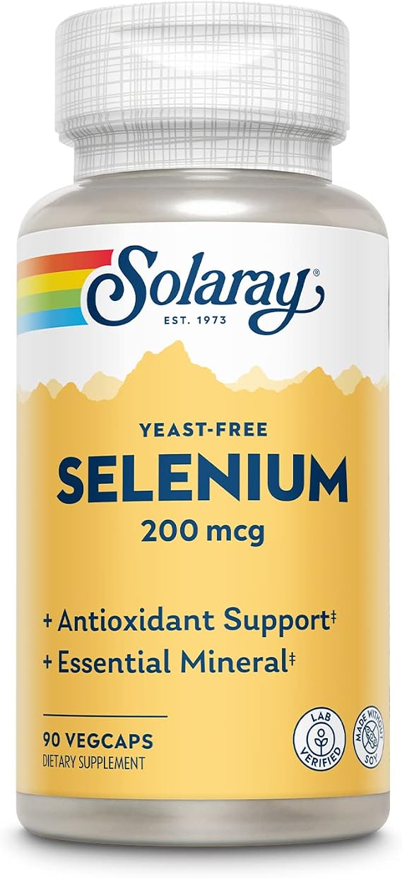 SOLARAY Yeast Free Selenium 200 mcg, 90 VegCaps | Thyroid, Immune & Cellular Health Support, Selenomethionine for Enhanced Absorption, 90 Servings, Vegan, Lab Verified