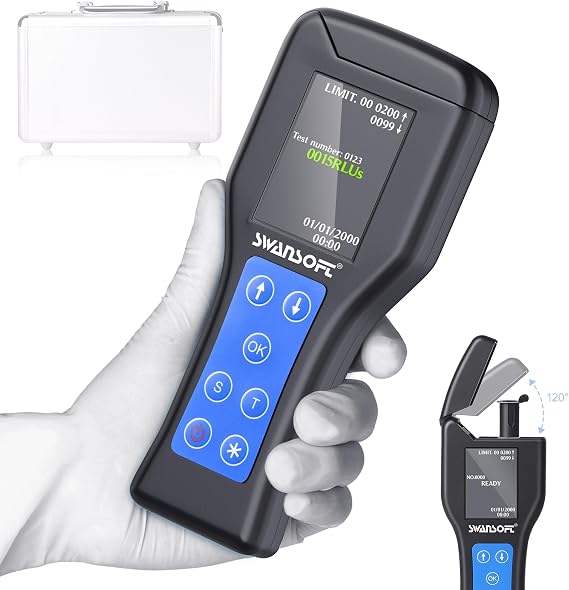 SWANSOFT Portable ATP Fluorescence Detector with LCD Screen - ATP Meter Rapid Surface Cleanliness Analyzer for Healthcare & Food Safety (Test Swabs Sold Separately)